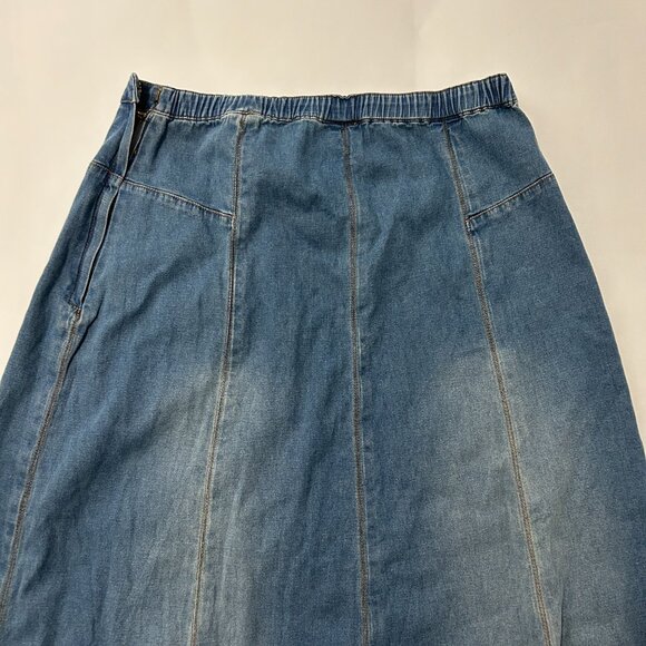Soft Surroundings Denim Skirt Womens sz Medium Tall Blue Jean Maxi Western 43636 - Picture 9 of 14